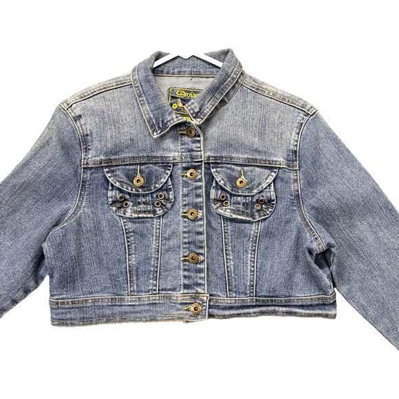 G Star Jeans Jackets & Blazers - G Star Jeans Denim Jacket Womens Large Blue Cropped Button Front Embroidered